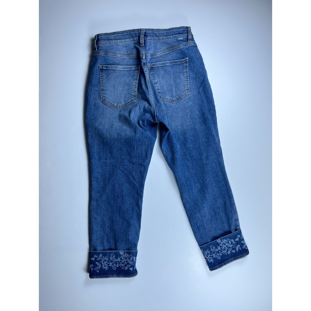 Jag Carter Girlfriend Jeans Womens 8/26 Medium Wash Floral Embroidered Cuff Blue - Picture 9 of 14